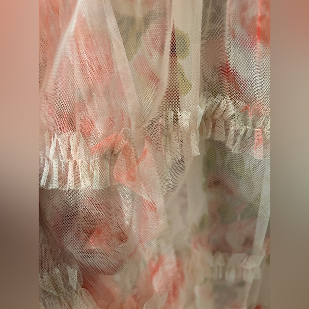 Needle & Thread Pink Floral Tiered Tulle Midi Dress - Picture 11 of 14